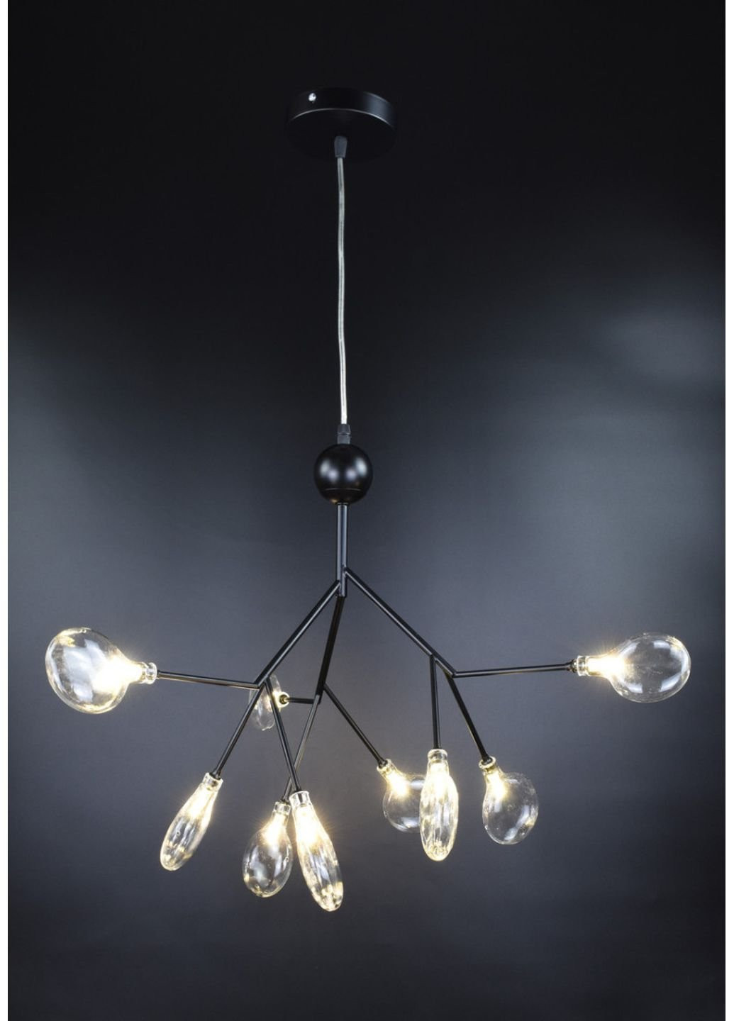 Люстра стельова на 9 лампочок H686/9P-bk-tr Чорний 60х56х56 см. Sunnysky (253628728)