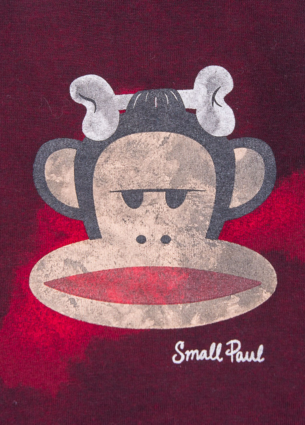 Бордовый демисезонный кэжуал лонгслив Small Paul с рисунком