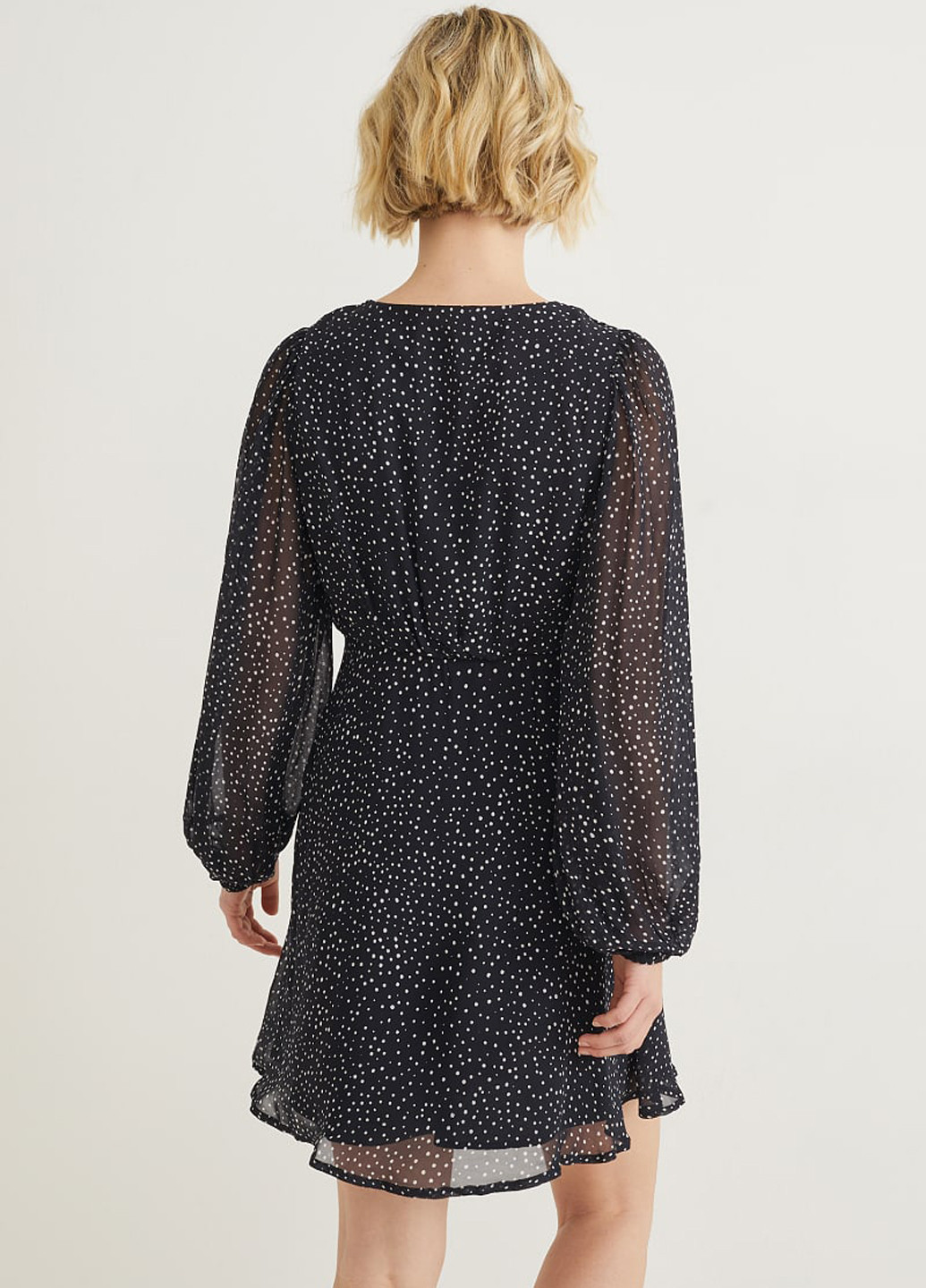 Черное кэжуал платье а-силуэт C&A в горошек