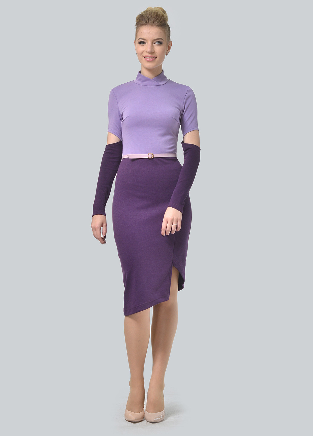 Фиолетовое кэжуал платье Lemon однотонное