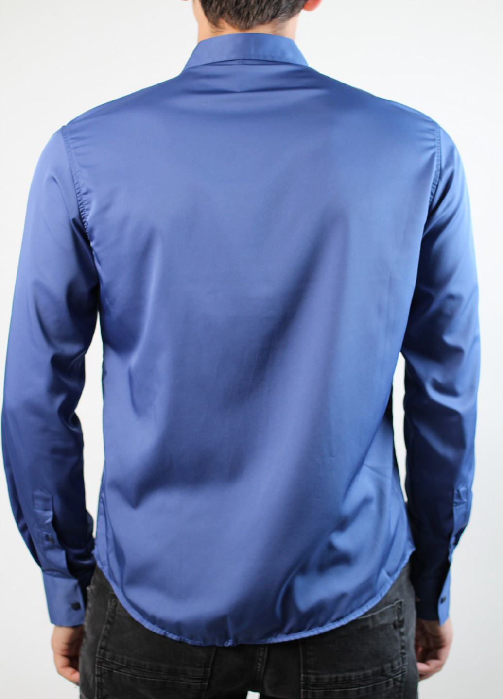Синяя кэжуал рубашка однотонная New Way