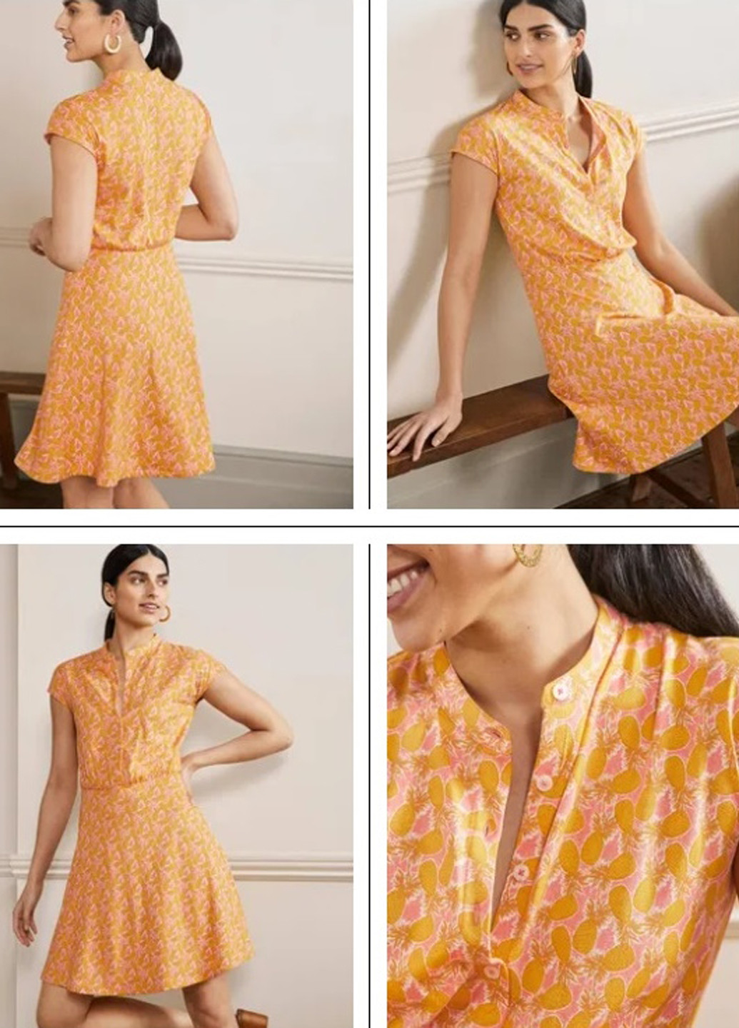 Светло-оранжевое кэжуал платье а-силуэт Boden с абстрактным узором