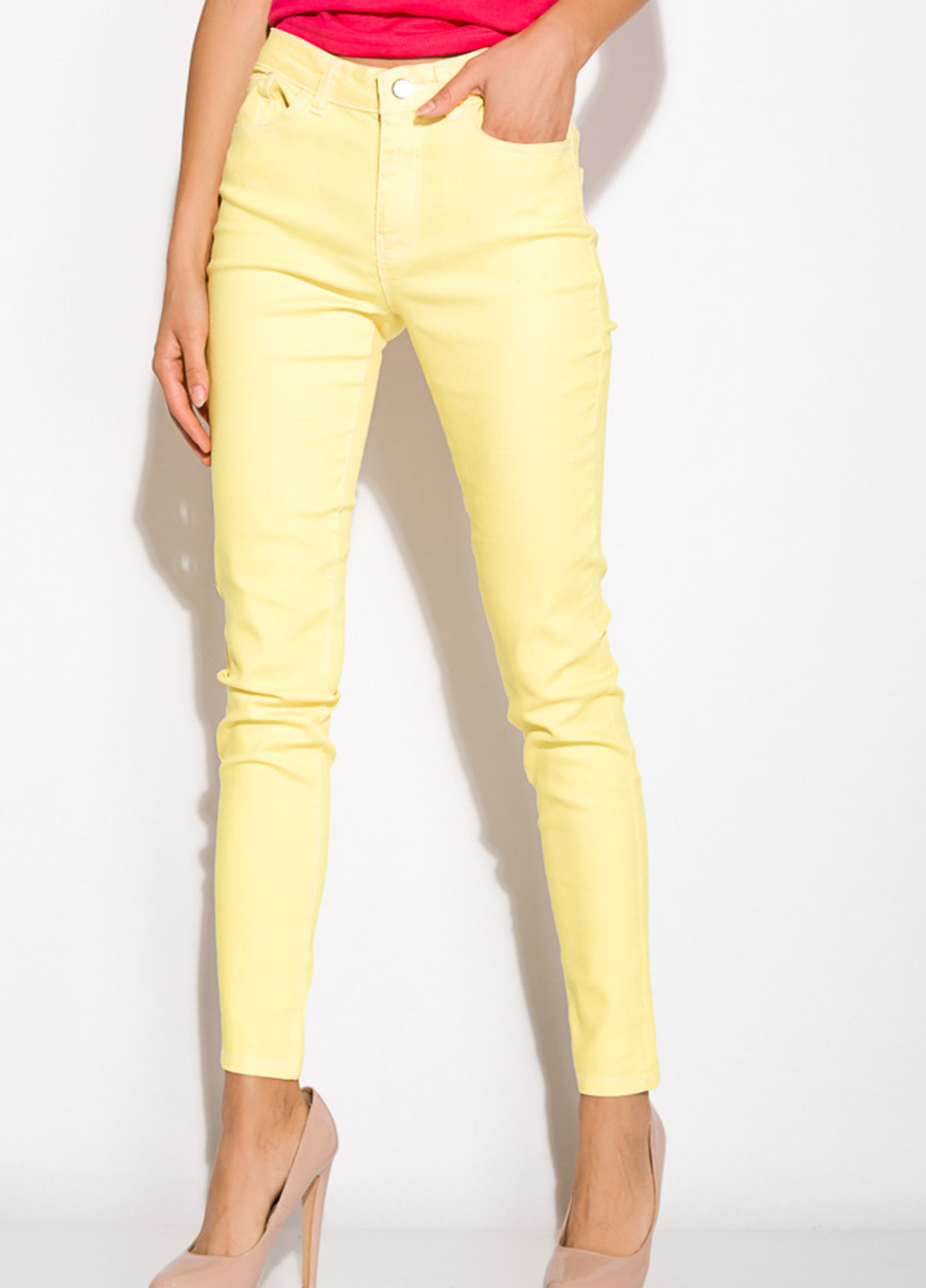Лимонные демисезонные слим джинсы Time of Style