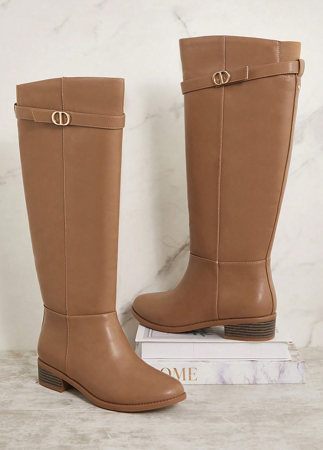 Осенние сапоги ботфорты SHEIN с пряжкой