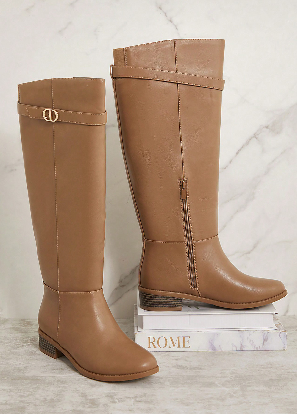 Осенние сапоги ботфорты SHEIN с пряжкой