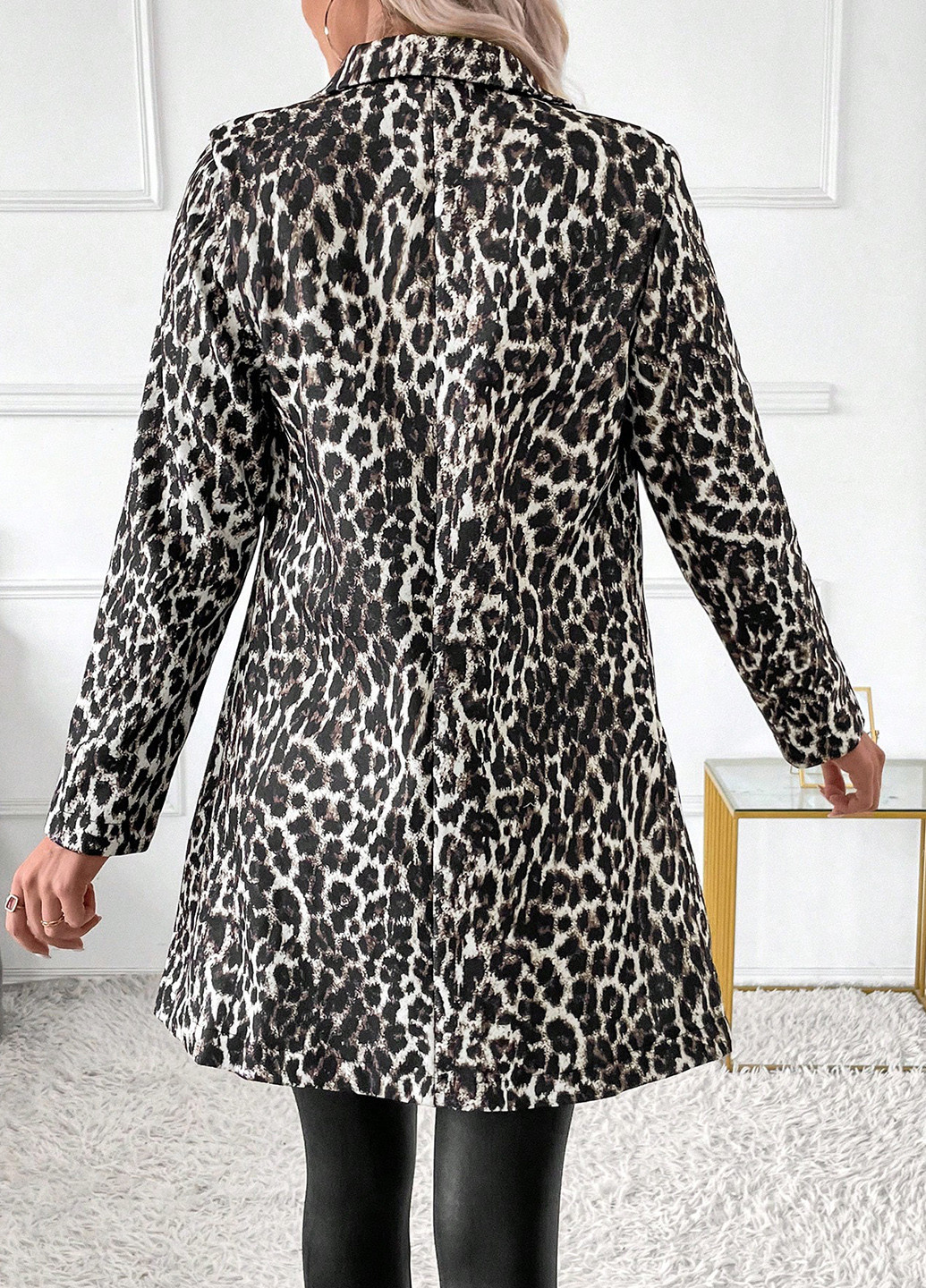 Комбинированное демисезонное Пальто двубортное SHEIN