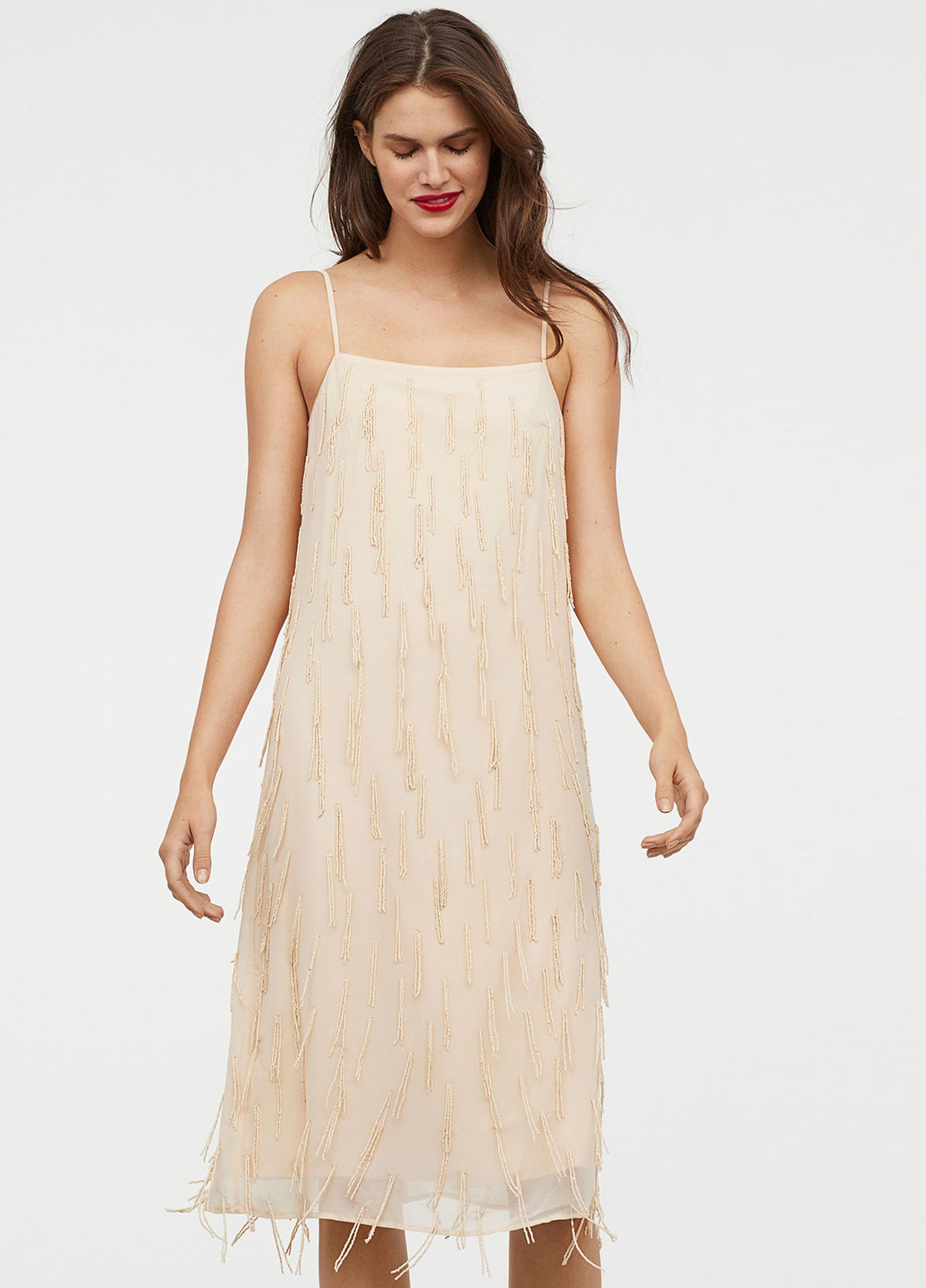 Світло-бежева коктейльна сукня сукня-комбінація H&M однотонна