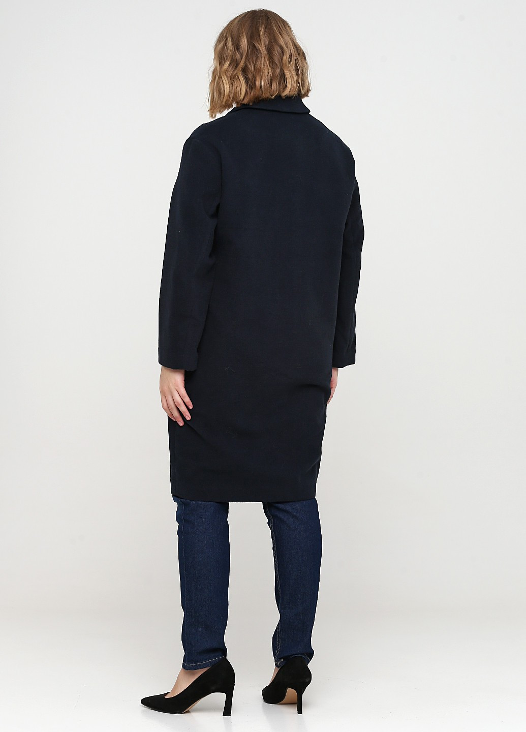 Темно-синее демисезонное Пальто однобортное H&M