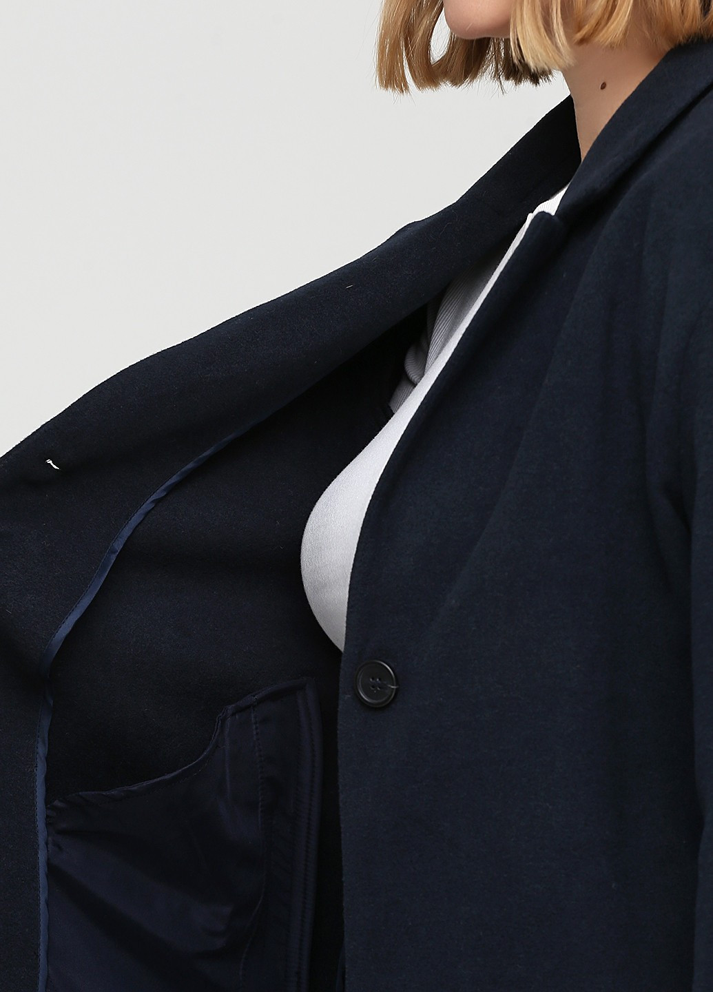 Темно-синее демисезонное Пальто однобортное H&M