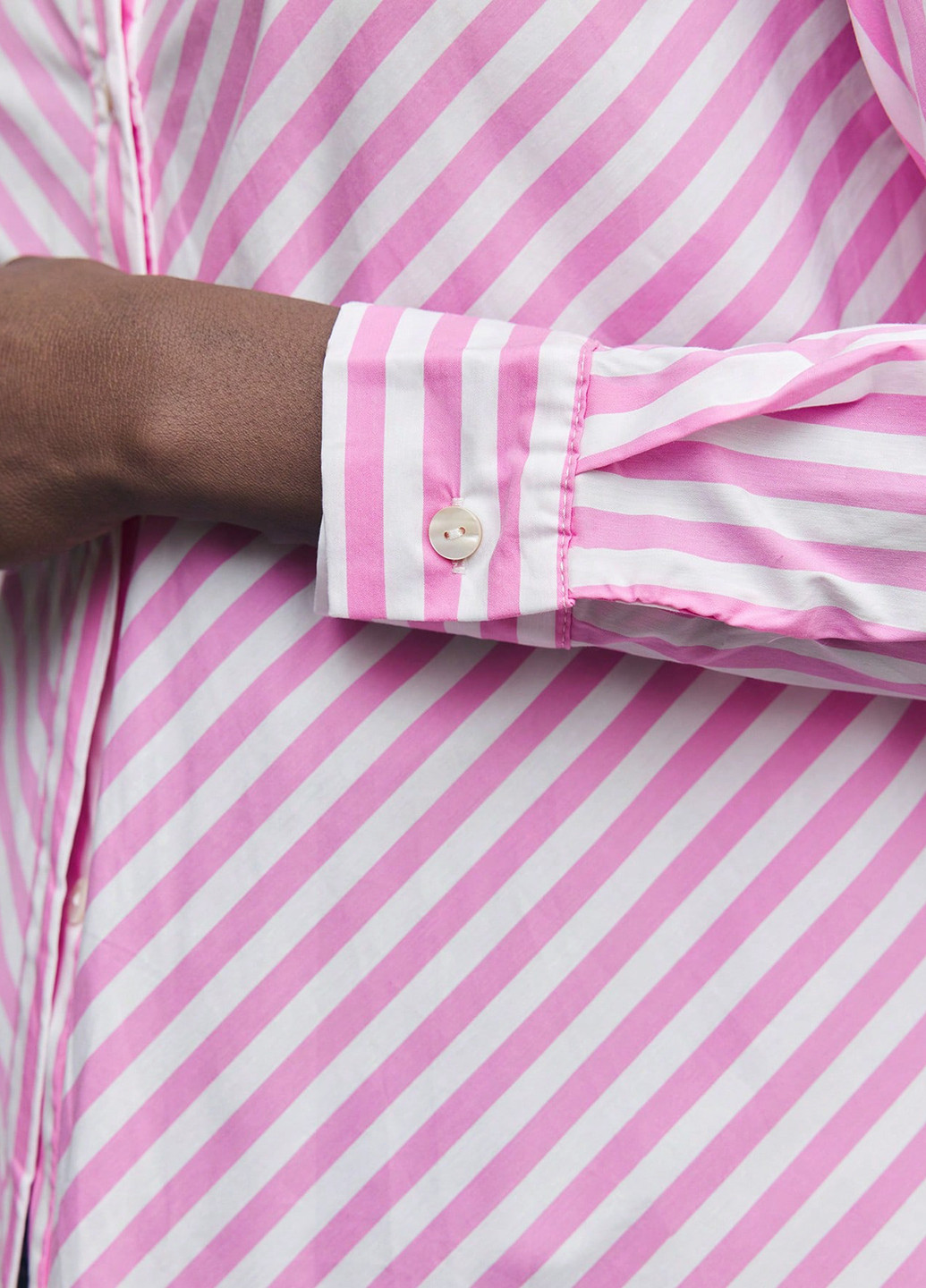Розовая кэжуал рубашка в полоску SHEIN