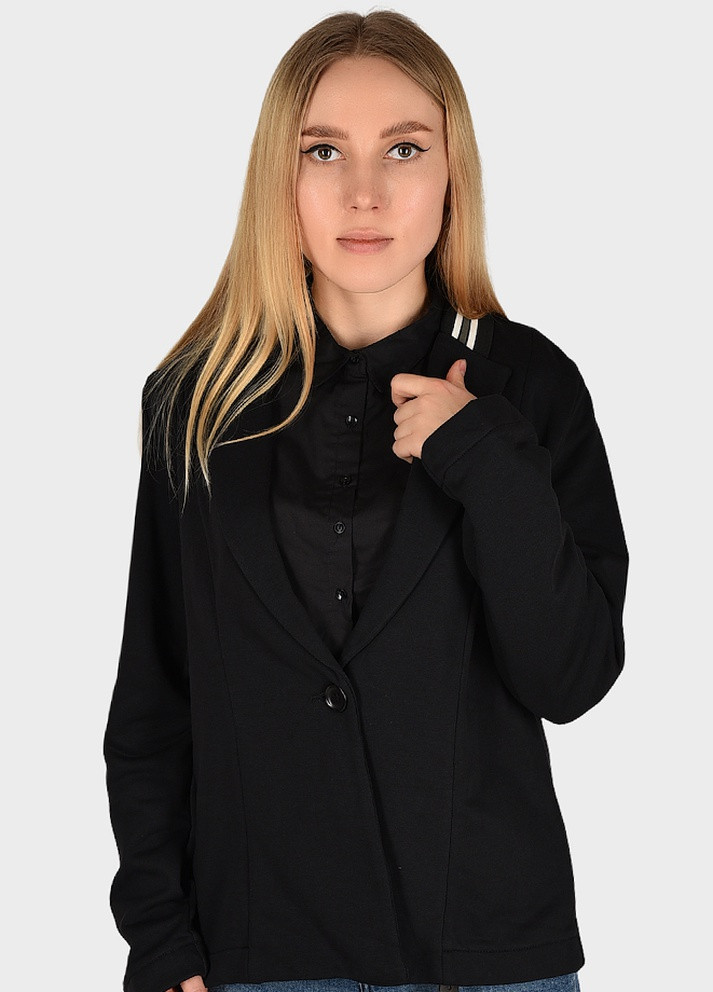 Черный женский пиджак женский черный AAA однотонный - демисезонный