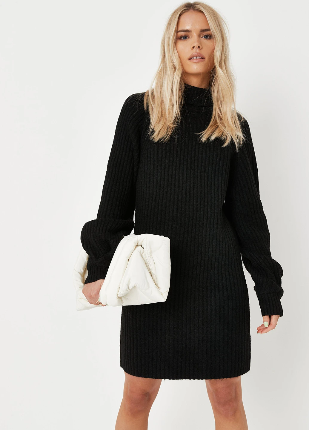 Черное кэжуал платье платье-свитер Missguided однотонное