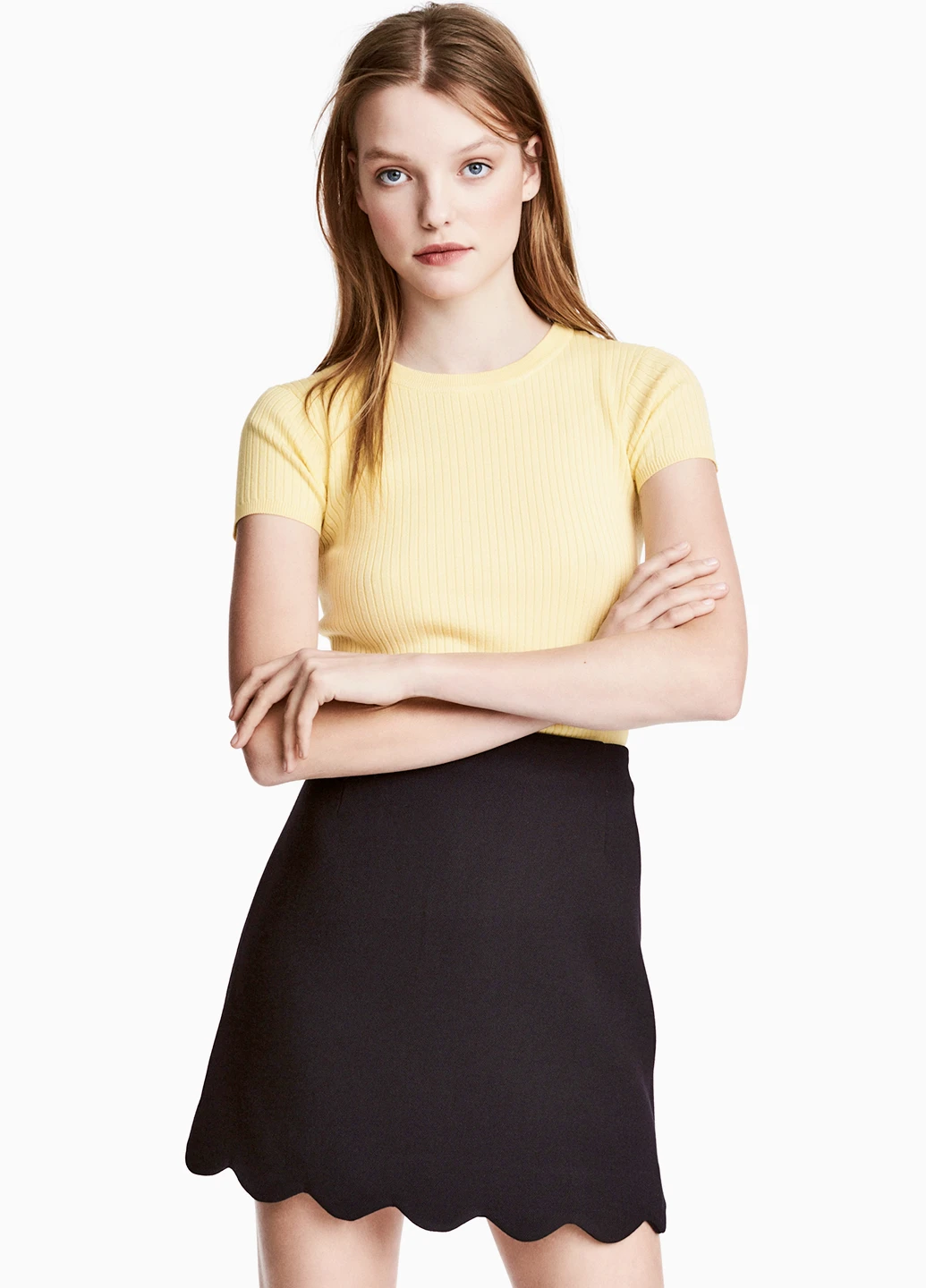 Черная кэжуал однотонная юбка H&M