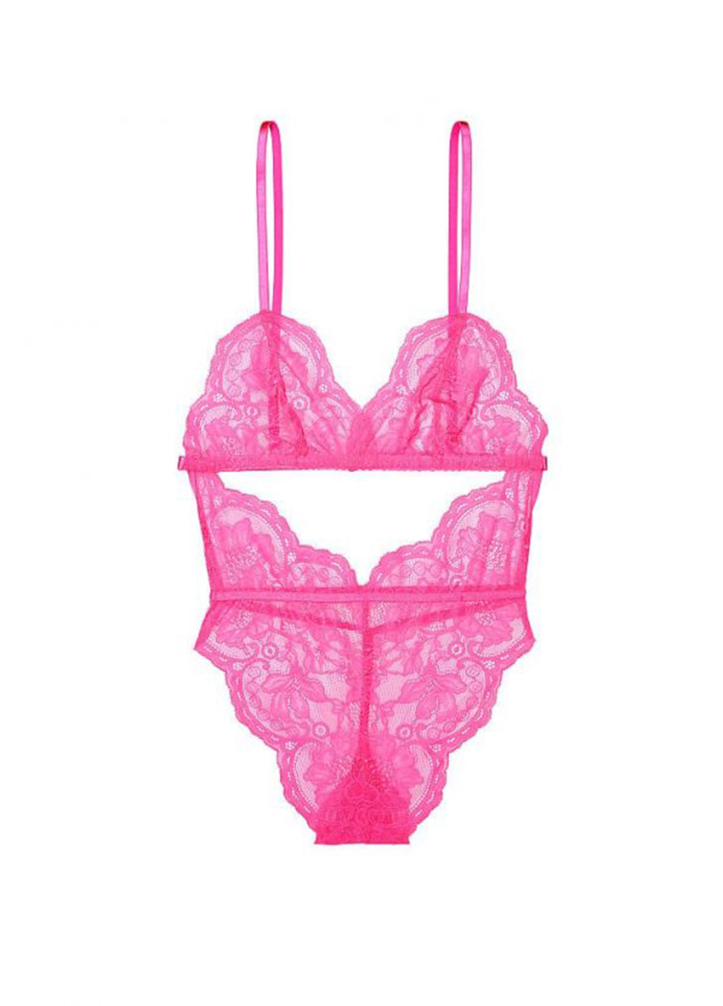 Комбидресс Victoria's Secret однотонный розовый откровенный кружево, полиамид