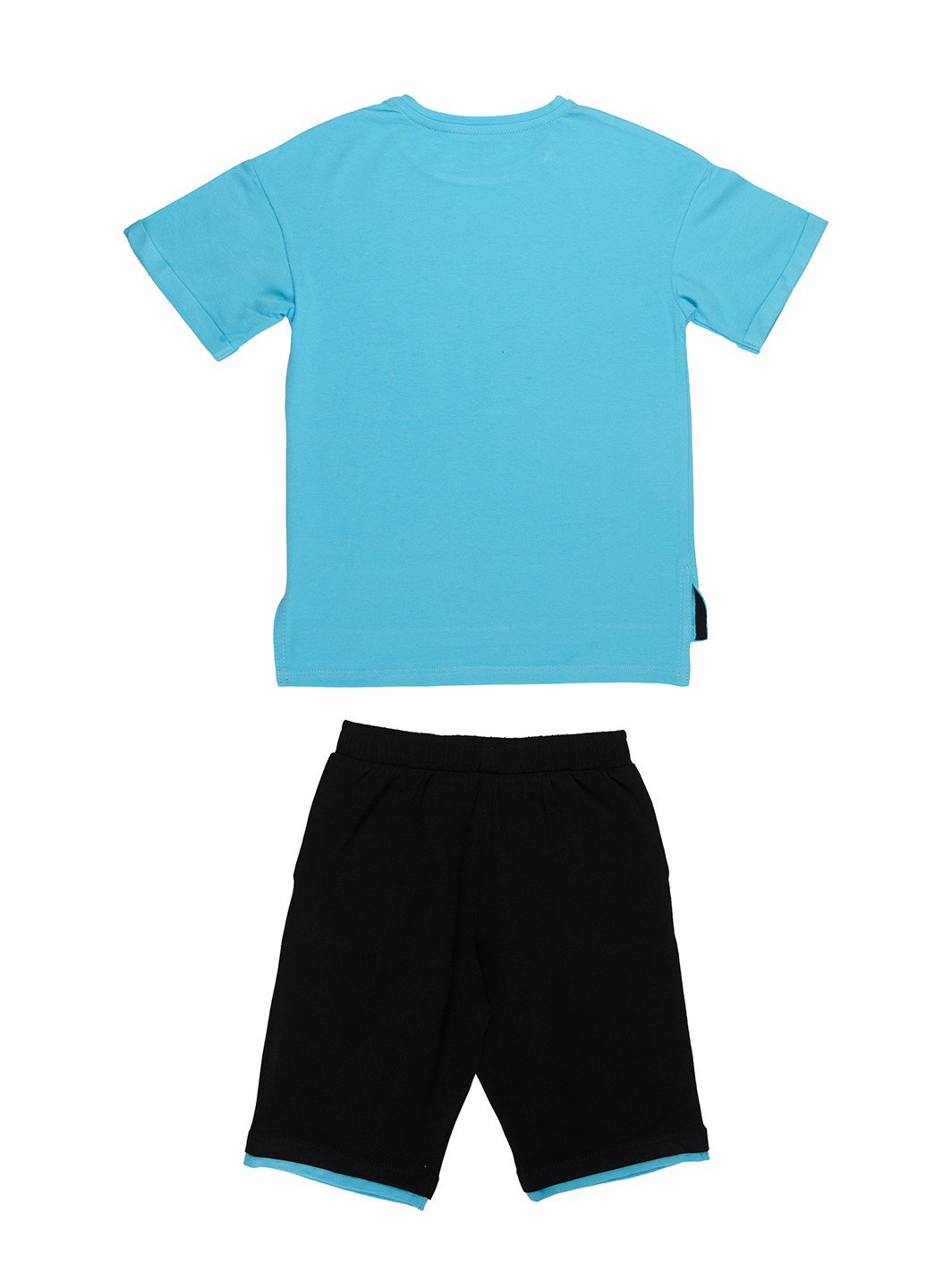 Бирюзовый летний комплект (футболка, шорты) с шортами Фламинго Текстиль