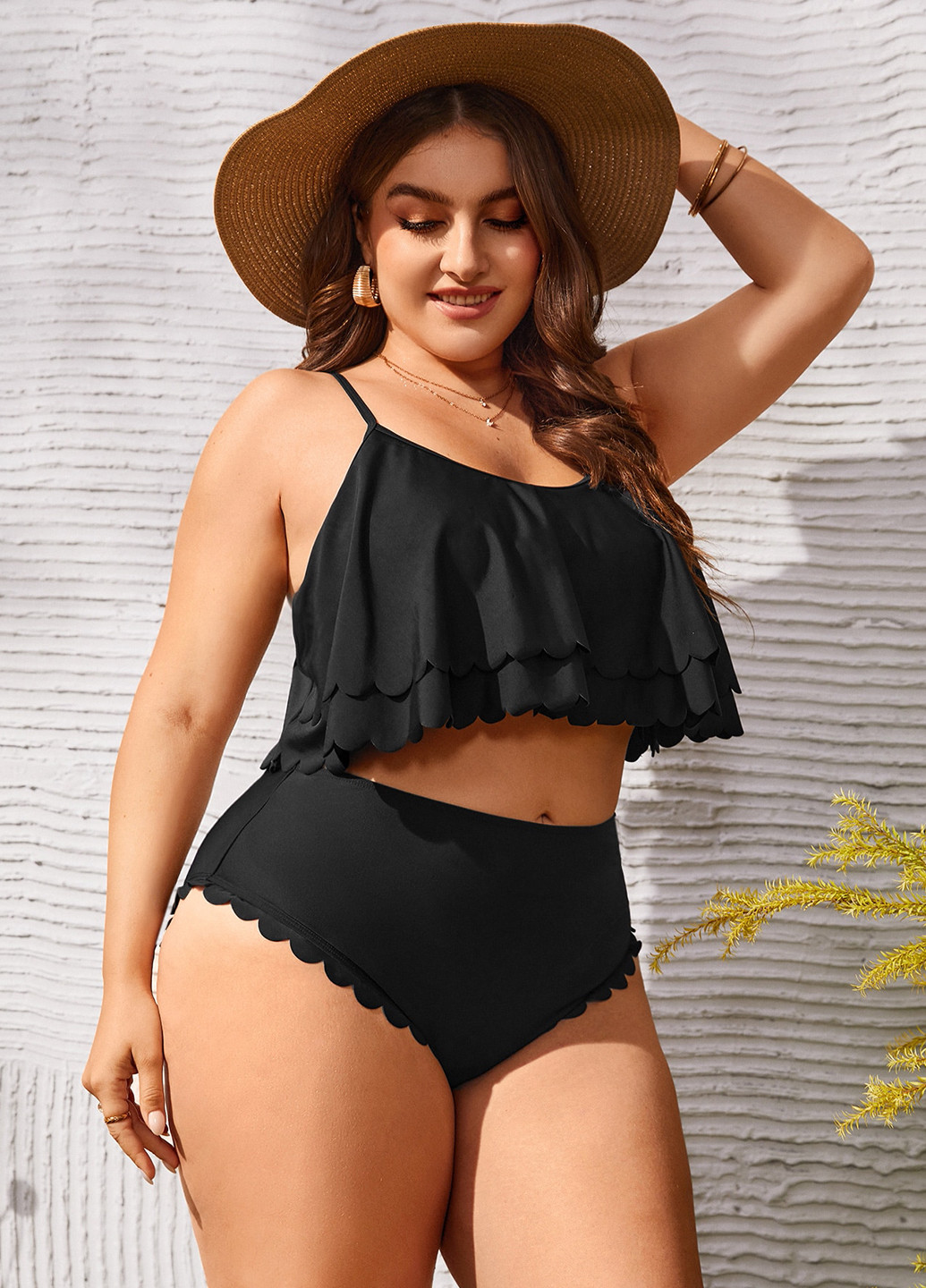Чорний літній купальник (ліф, трусики) топ, роздільний SHEIN