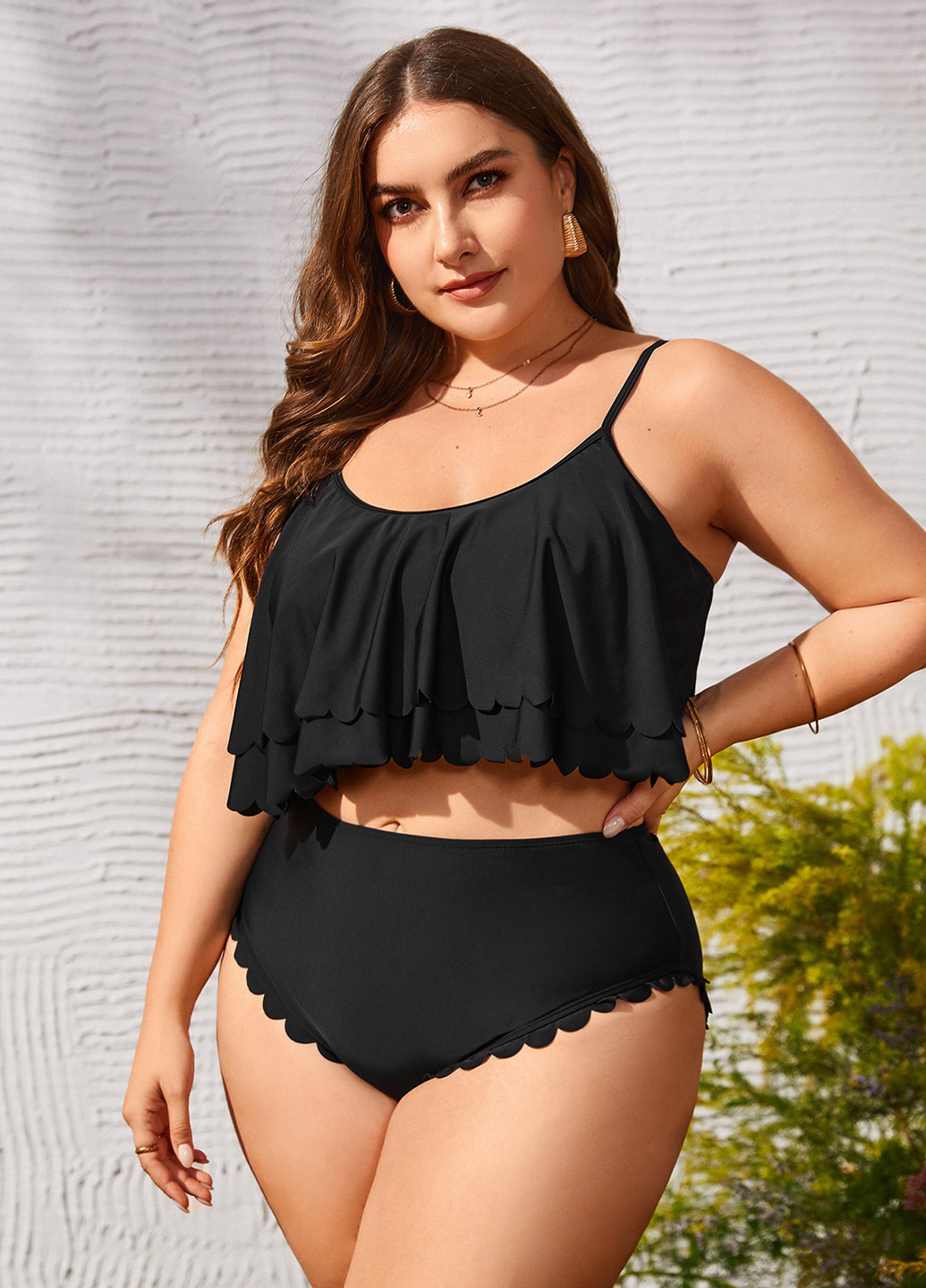 Чорний літній купальник (ліф, трусики) топ, роздільний SHEIN