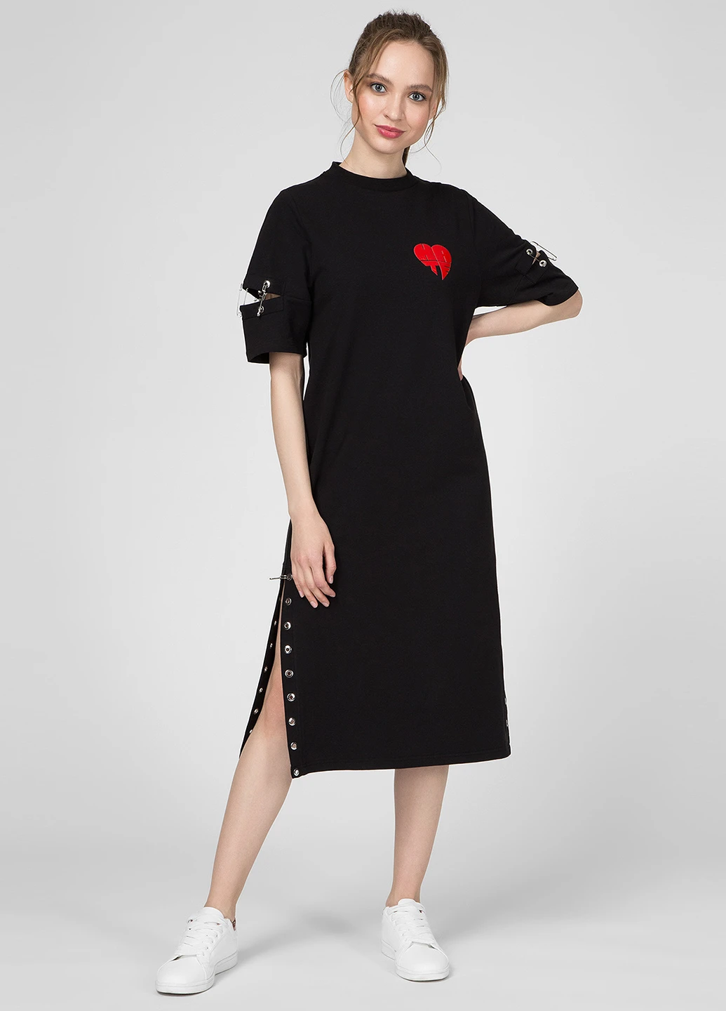 Черное кэжуал платье платье-футболка Preppy с надписью