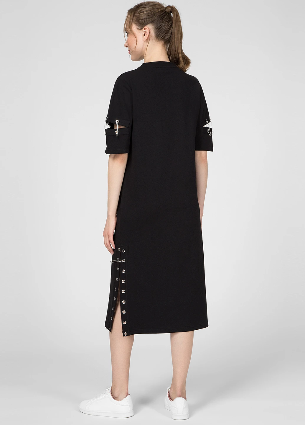 Черное кэжуал платье платье-футболка Preppy с надписью