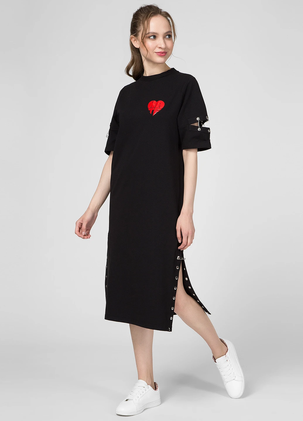 Черное кэжуал платье платье-футболка Preppy с надписью