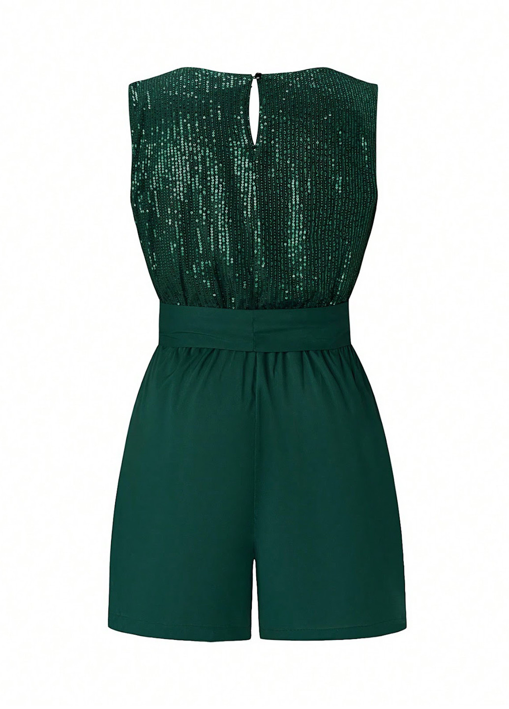 Комбинезон SHEIN комбинезон-шорты однотонный темно-зелёный праздничный полиэстер