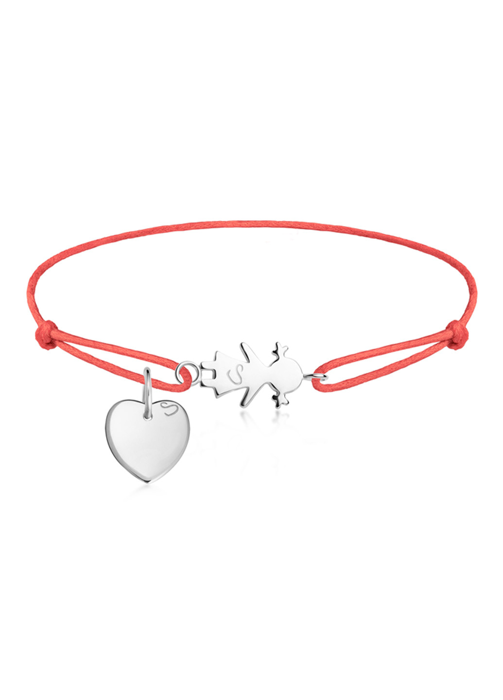 Срібний браслет «Дівчинка» з петелькою і «Серце міні» 11-14 см червоний Peninsula (224608923)