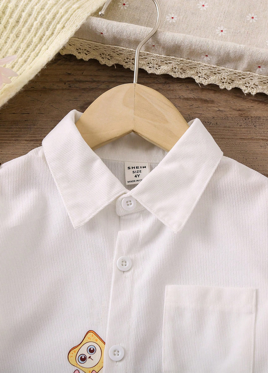 Белая кэжуал рубашка кошки SHEIN