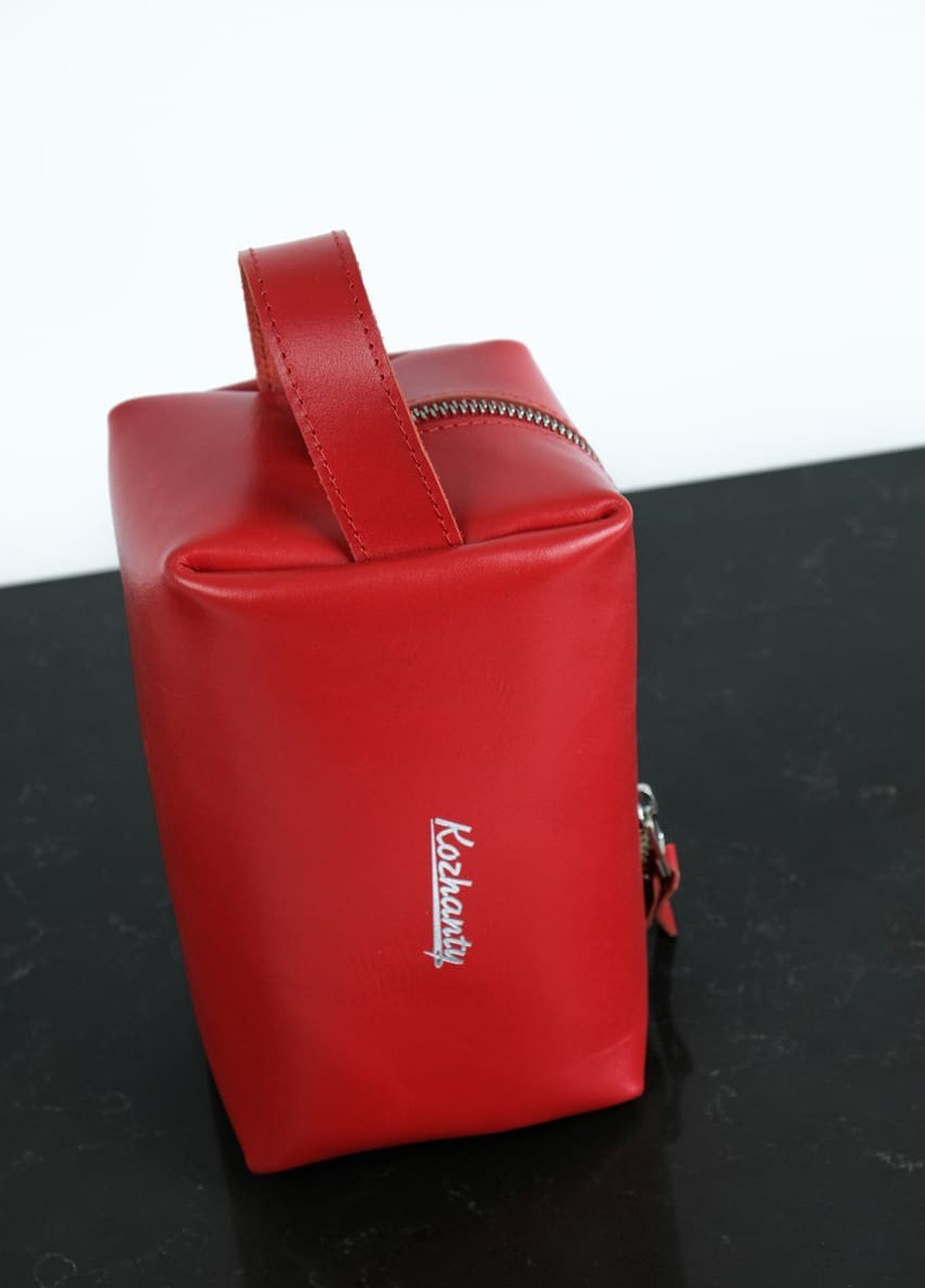 Кожаный органайзер косметичка несессер красная. Для мелких вещей. В сумку в авто в поездку Kozhanty (252348130)