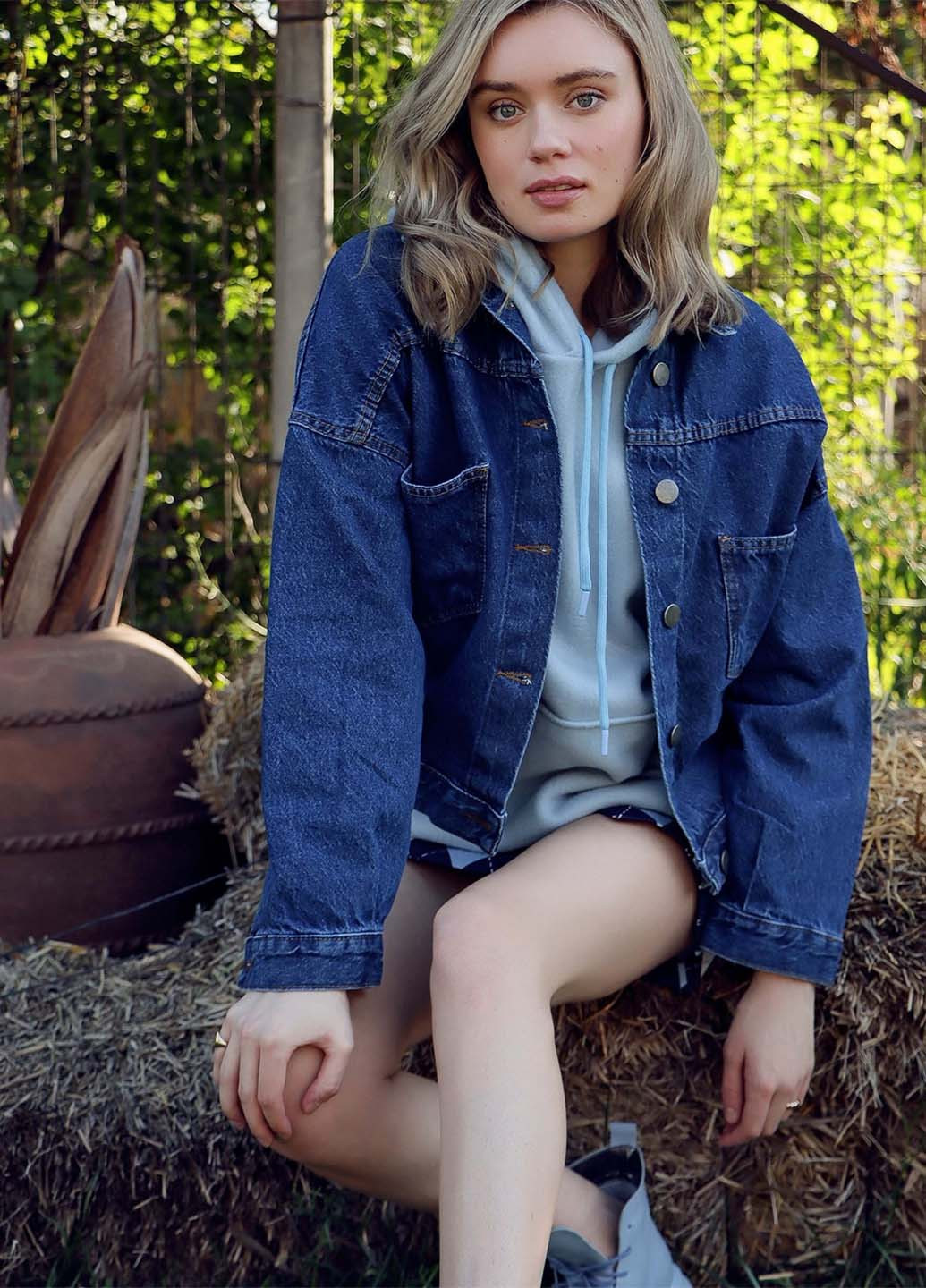 Синяя демисезонная куртка Trend Alacati Stili