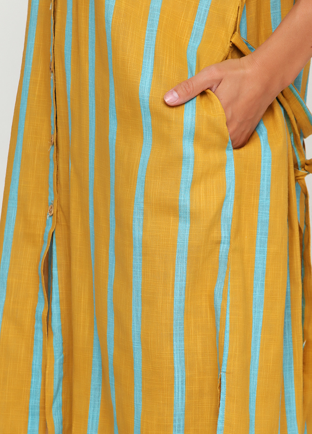 Желтое кэжуал платье рубашка Wiya в полоску