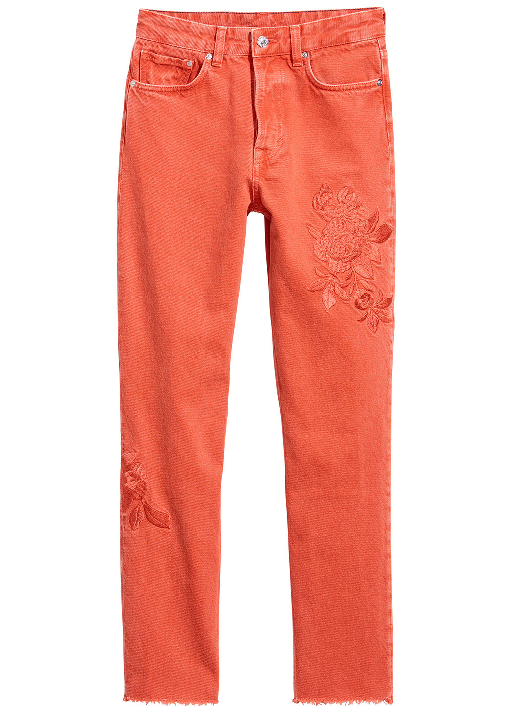 Оранжевые джинсовые демисезонные прямые брюки H&M