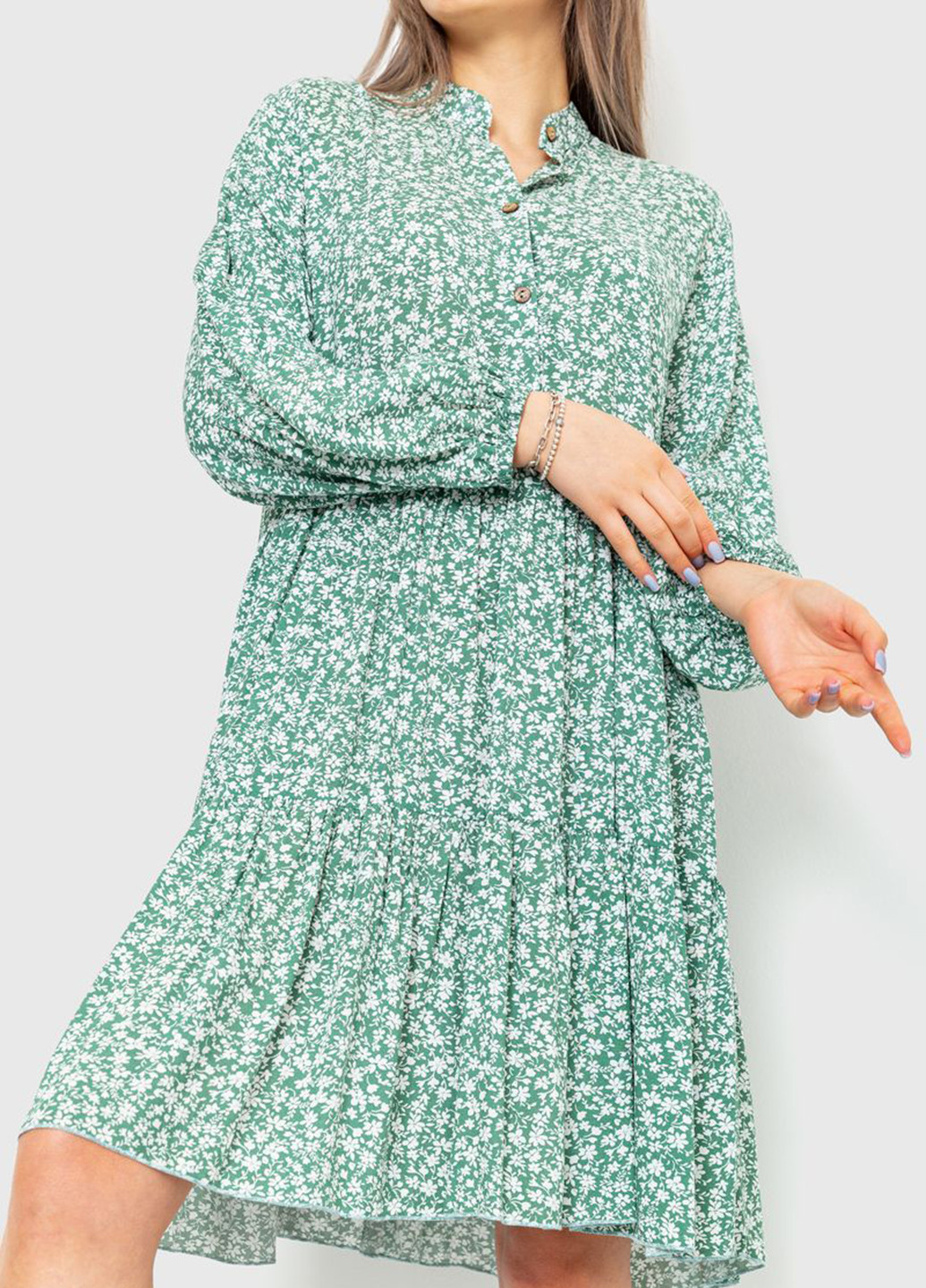 Зеленое кэжуал платье рубашка, клеш Ager с цветочным принтом