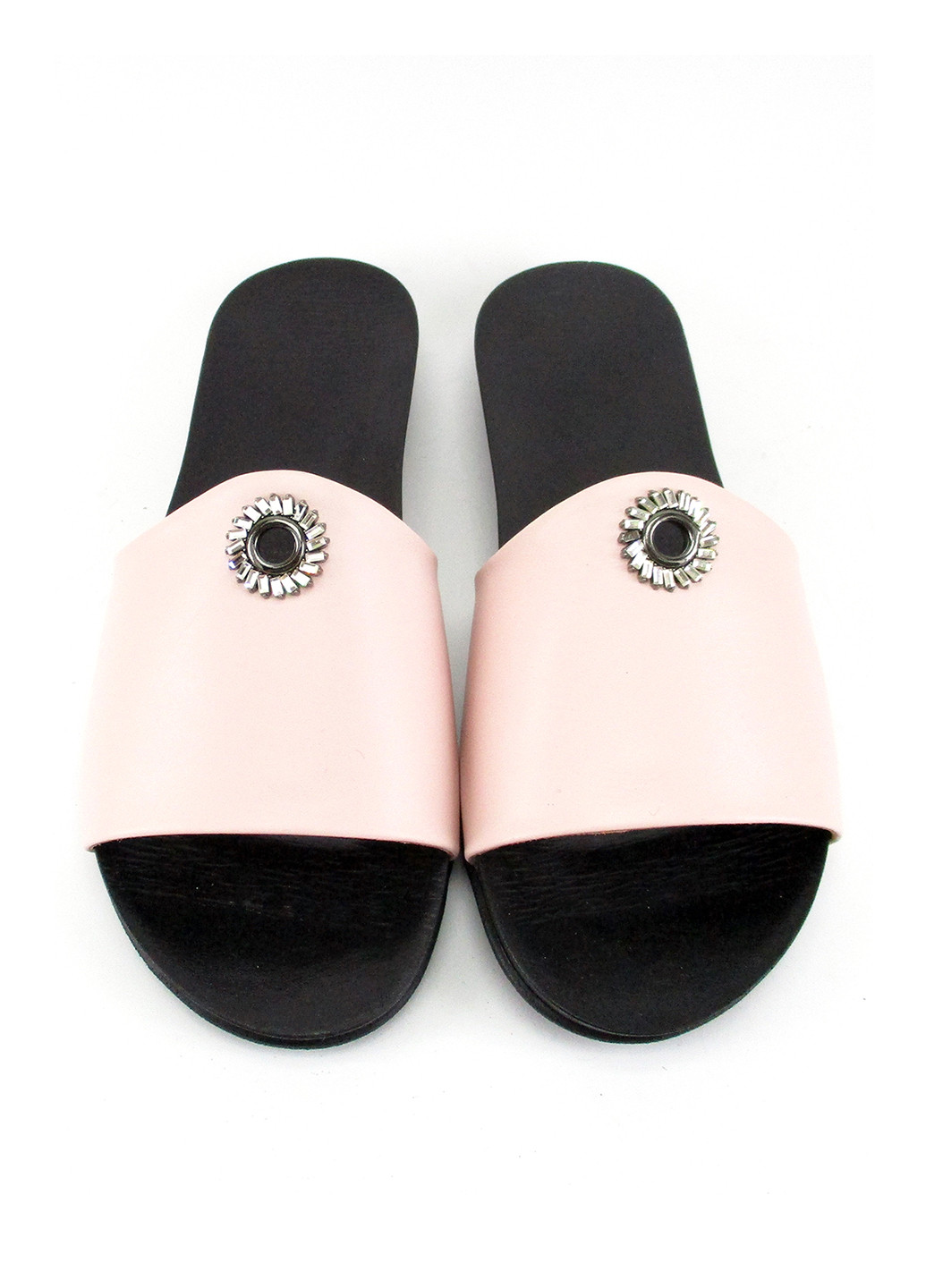 Пудровые шлепанцы Twenty Two с металлическими вставками