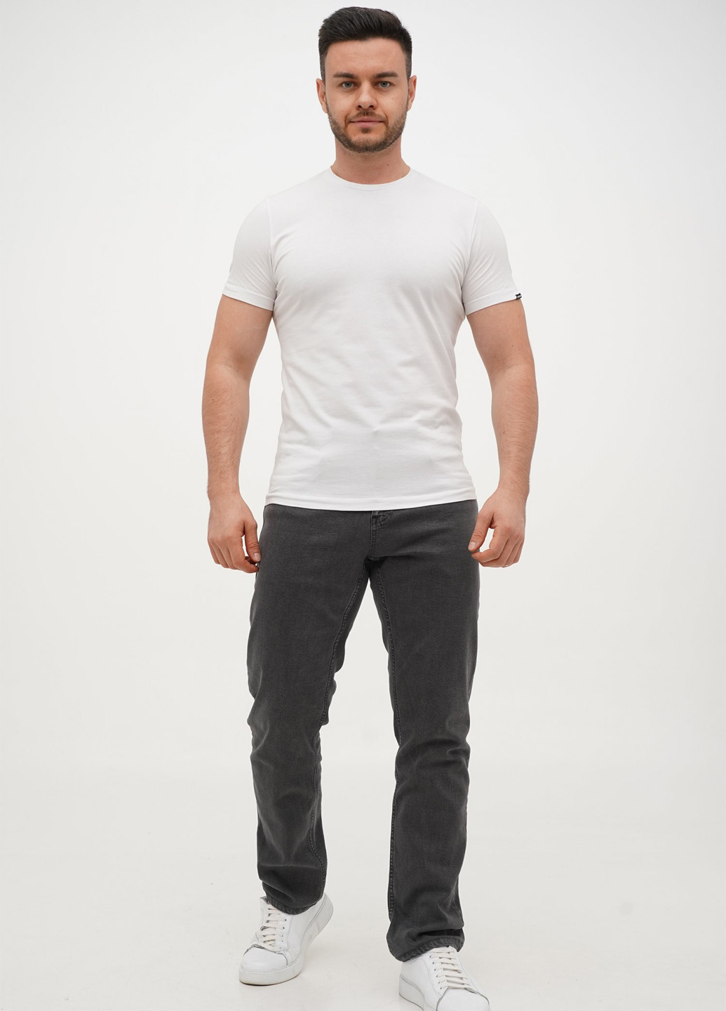 Серые демисезонные слим джинсы Trend Collection