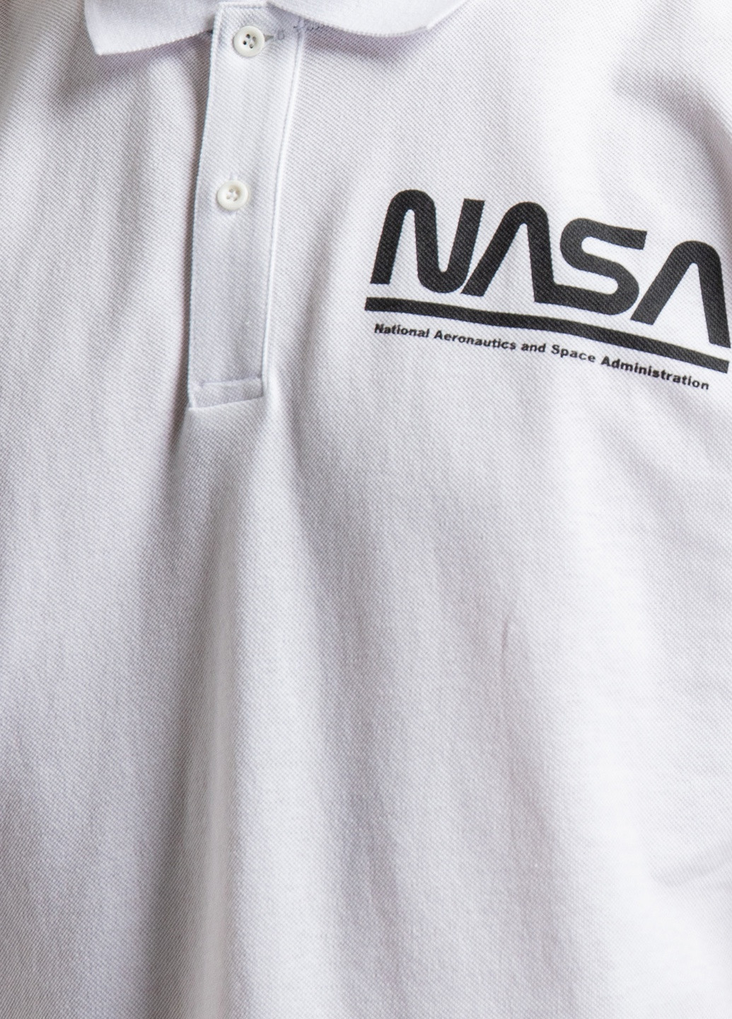 Белая черная футболка-поло с принтом Nasa