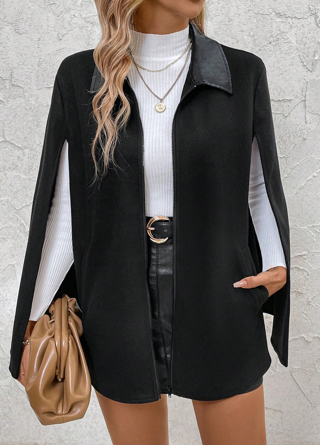 Чорне демісезонне Пальто кейп SHEIN