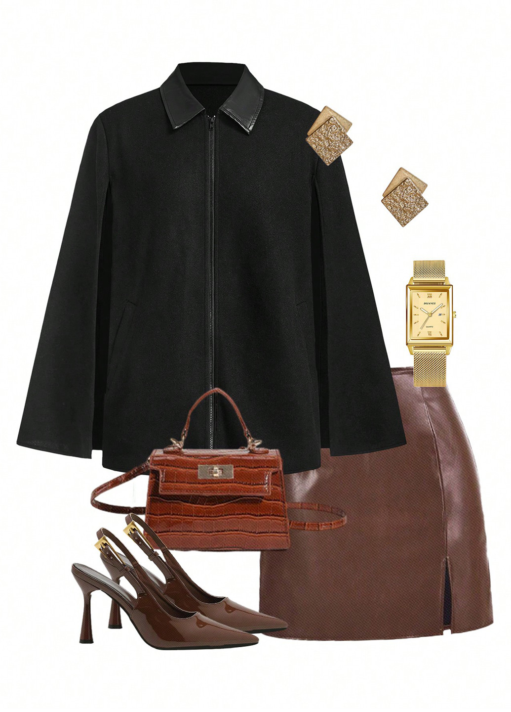 Чорне демісезонне Пальто кейп SHEIN