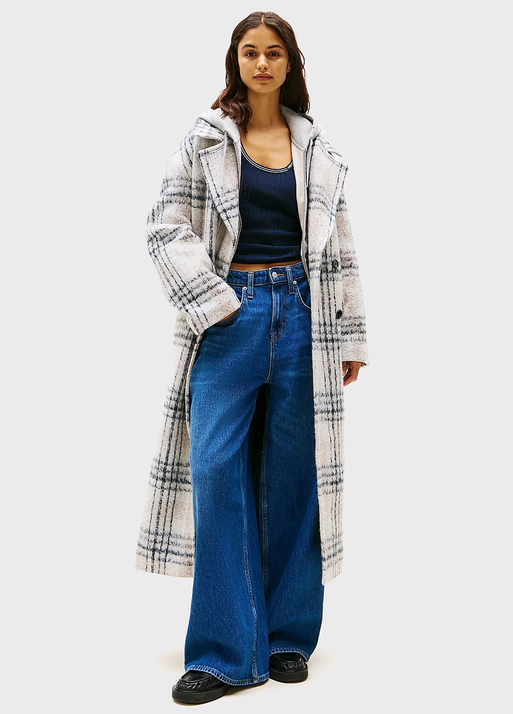 Сіро-бежеве демісезонне Пальто оверсайз Tommy Jeans