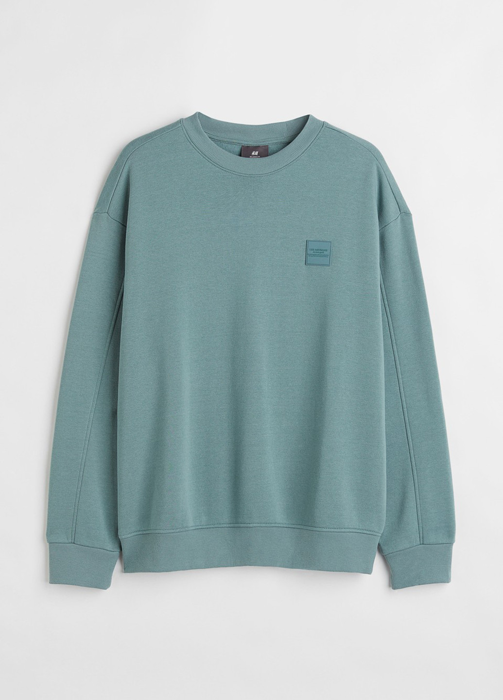 Темно-бірюзовий світшот H&M однотонний нашивки (314704577)