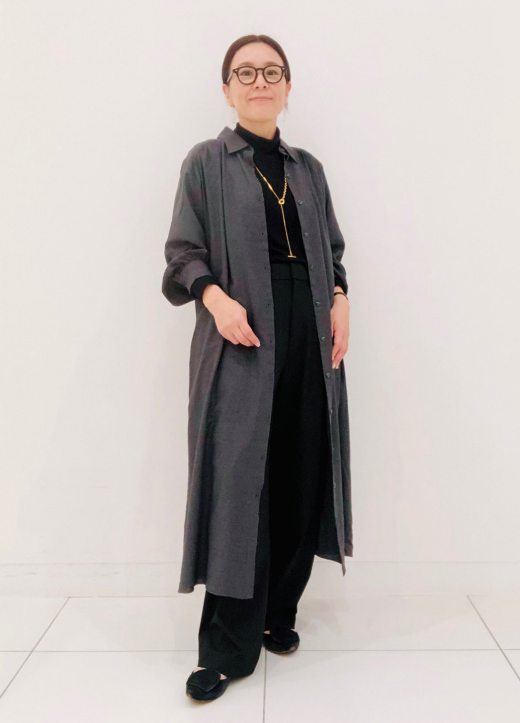 Серое кэжуал платье рубашка Uniqlo однотонное