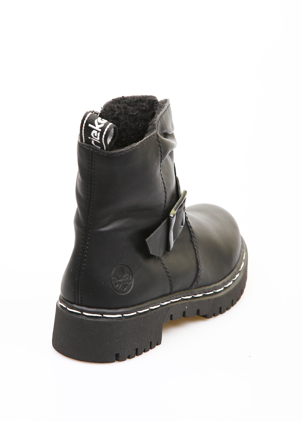 Зимние ботинки чопперы Rieker с тиснением, с логотипом, с пряжкой из искусственной кожи