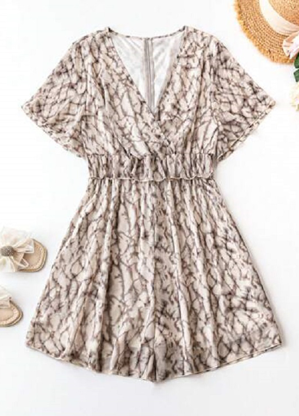 Комбинезон SHEIN комбинезон-шорты абстрактный комбинированный кэжуал полиэстер