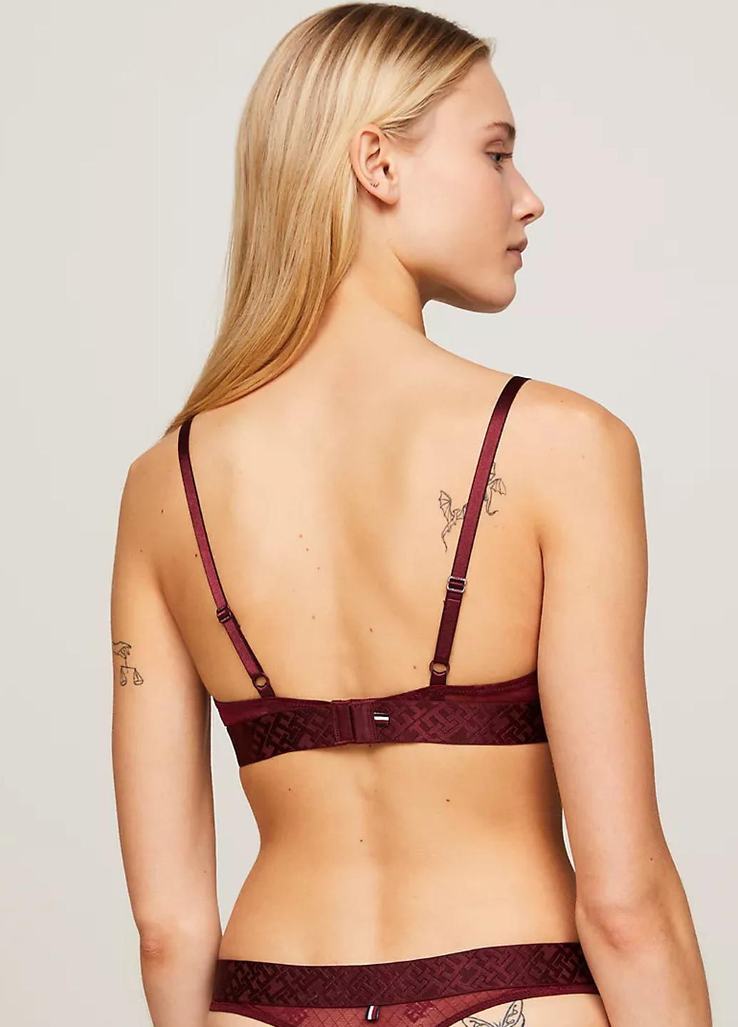 Бордовый демисезонный комплект (бюстгальтер, тусики) Tommy Hilfiger