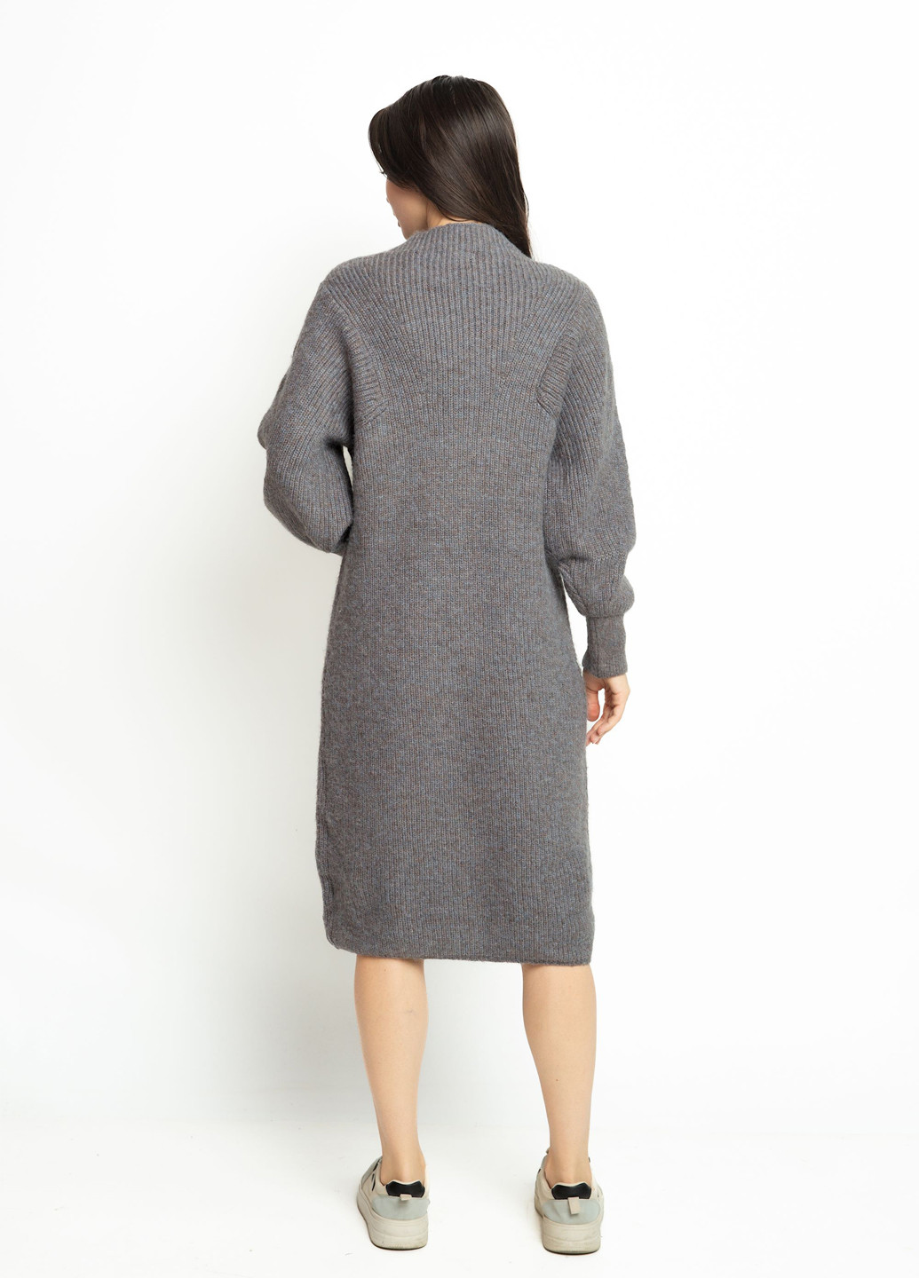 Серо-бежевое кэжуал платье платье-свитер Time of Style меланжевое