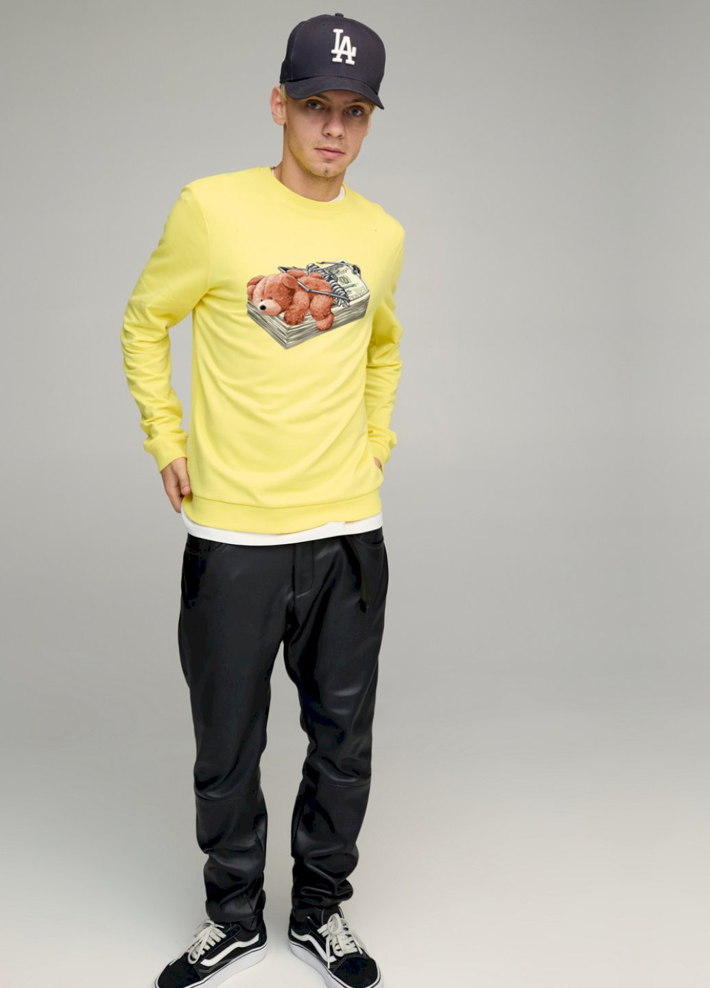 Желтый свитшот мужской basic /no flis/ YAPPI (252386572)