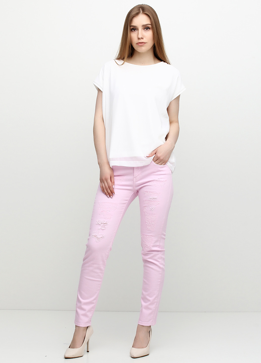 Розовые демисезонные зауженные джинсы Pinko