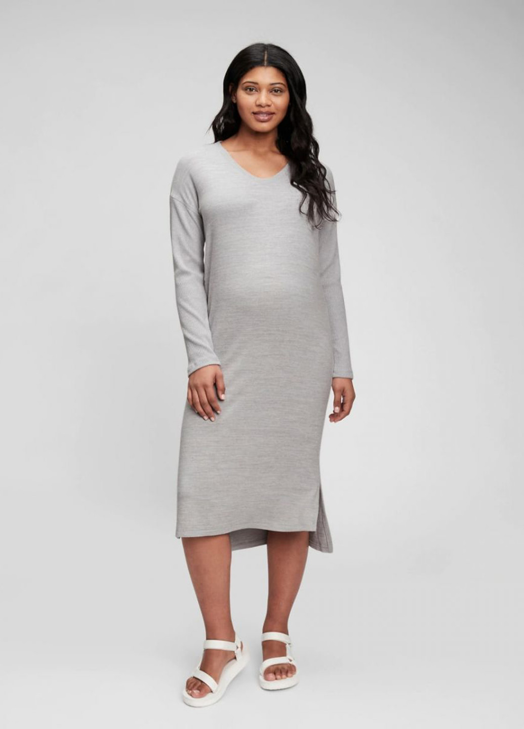 Серое кэжуал платье для беременных платье-свитер Gap меланжевое