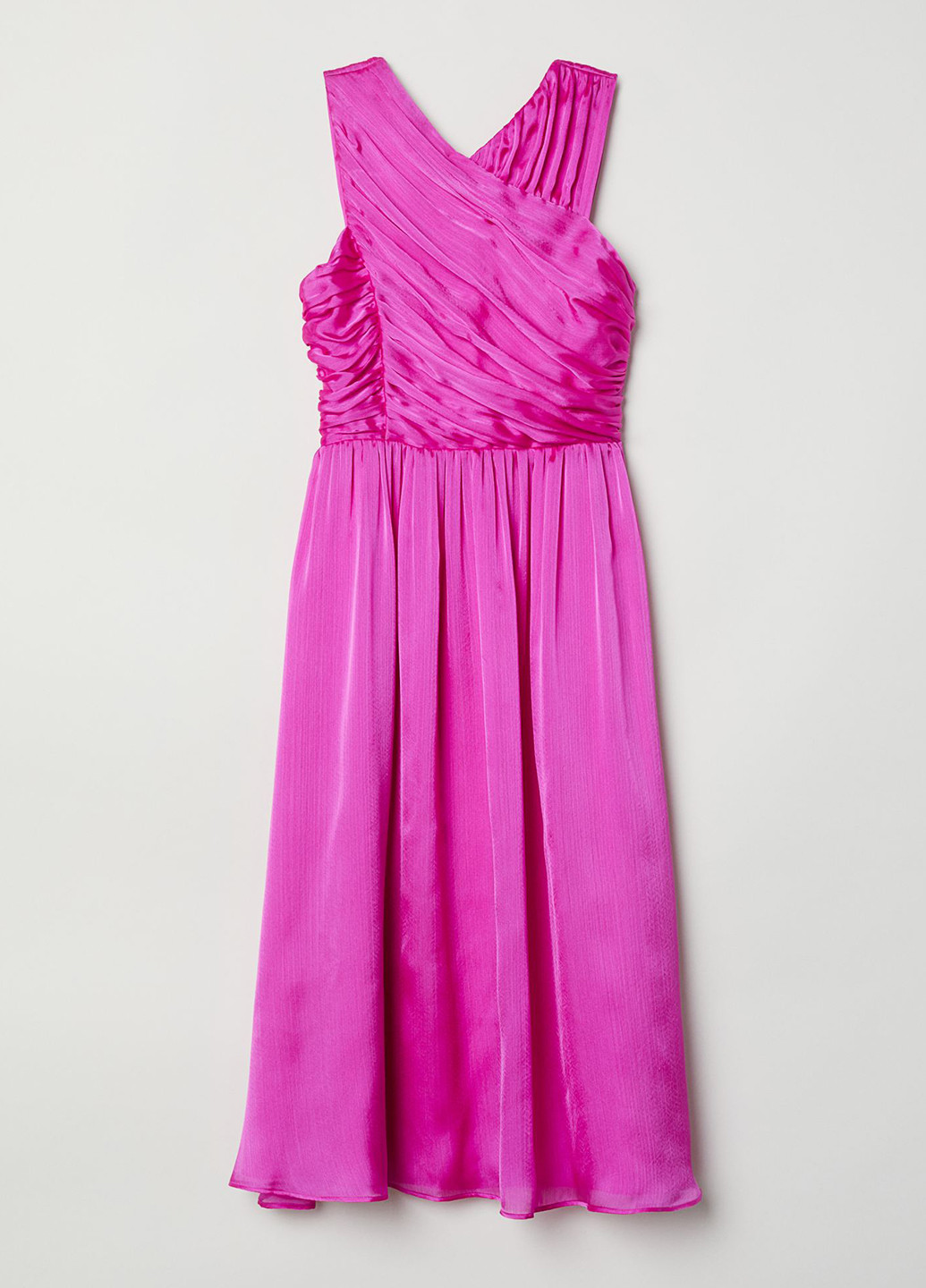 Фуксиновое (цвета Фуксия) коктейльное платье клеш H&M однотонное