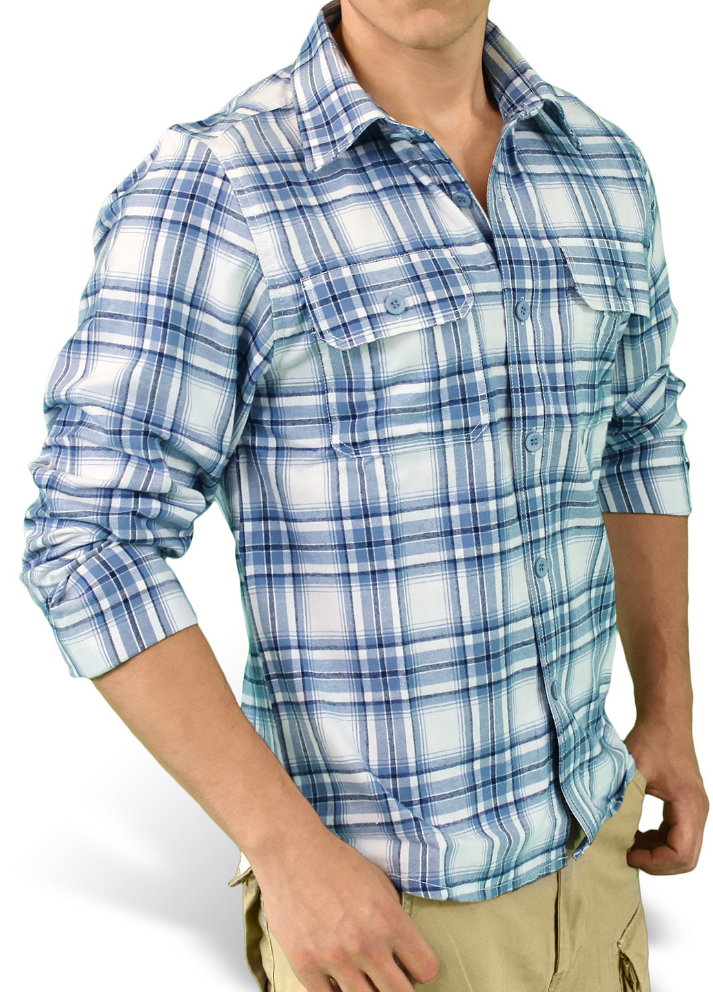 Голубой кэжуал рубашка в клетку Surplus с коротким рукавом