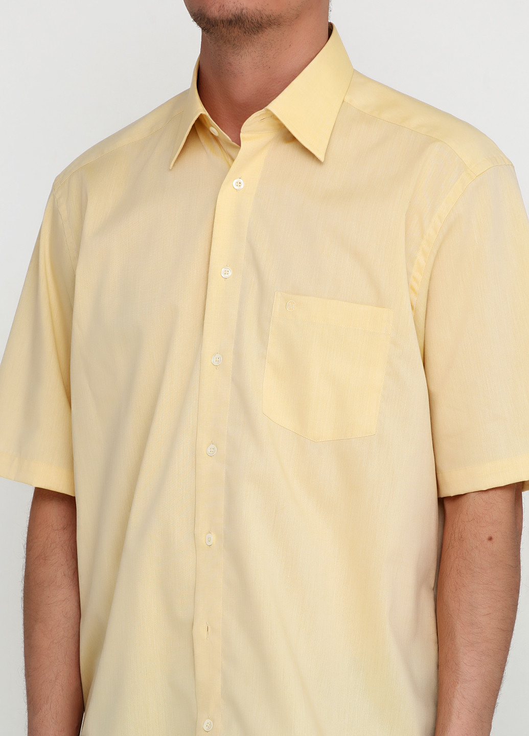 Светло-бежевая кэжуал рубашка однотонная Casa Moda с коротким рукавом